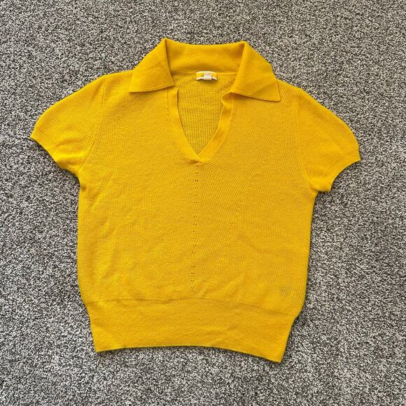 J. Crew dark yellow cashmere knit short sleeve sweater top size S - Picture 5 of 13